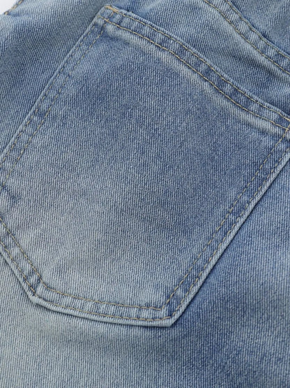 Men's blue high-waist wide-leg relaxed fit jeans by Trendsi, showing the full length with a casual style and belt loops.