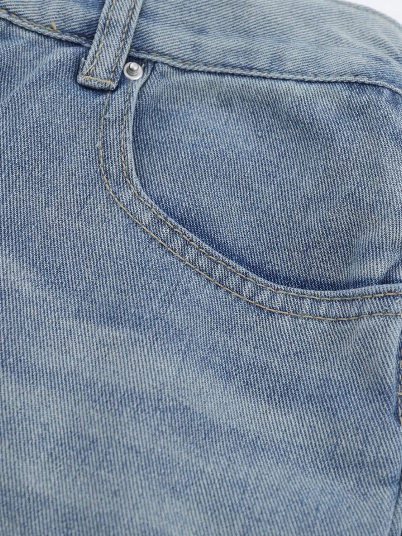Men's blue high-waist wide-leg relaxed fit jeans by Trendsi, showing the full front view with belt loops and classic denim texture.