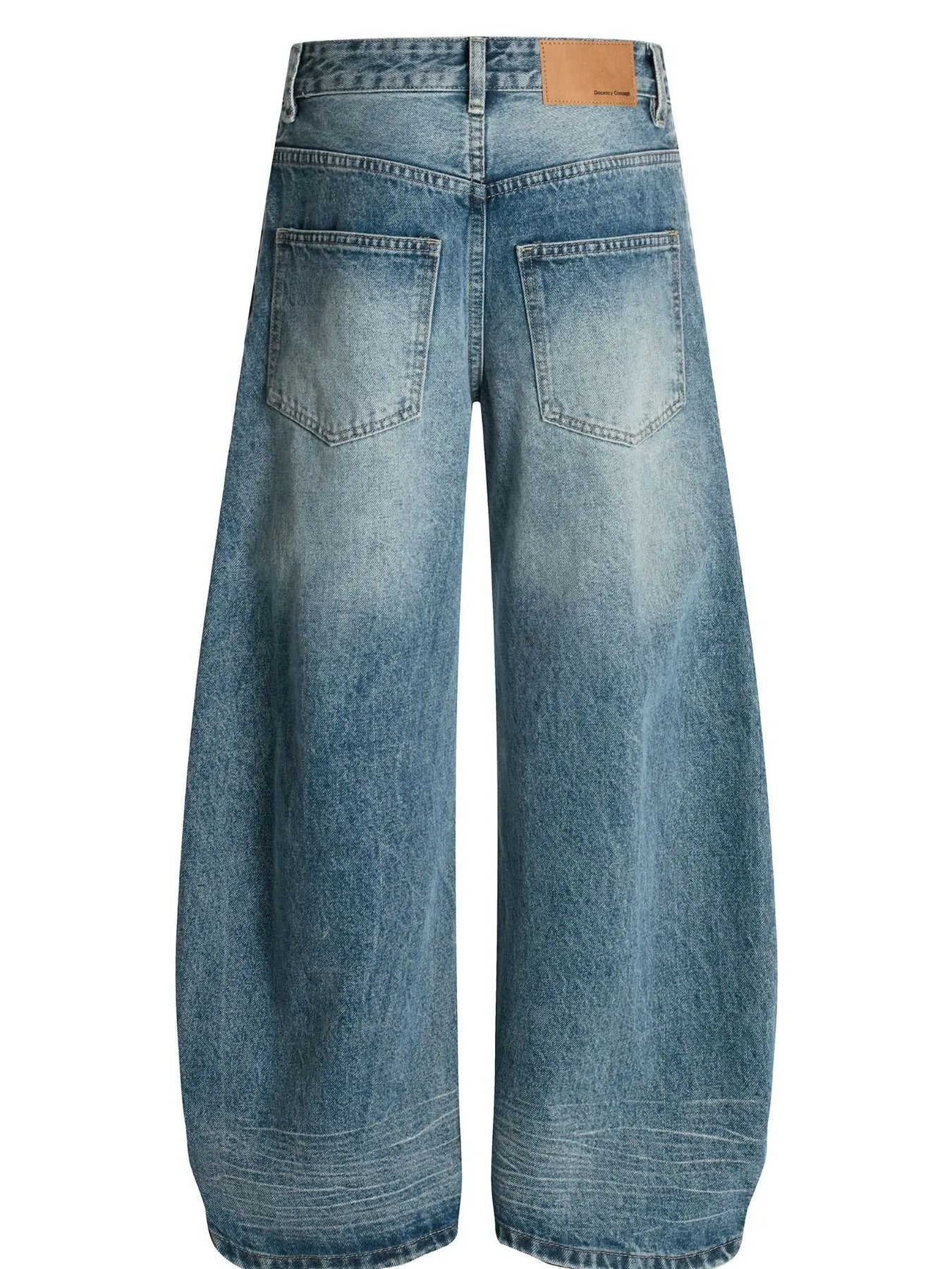 Men's wide-leg vintage wash jeans by Trendsi, shown in blue denim with a relaxed fit and classic five-pocket design.