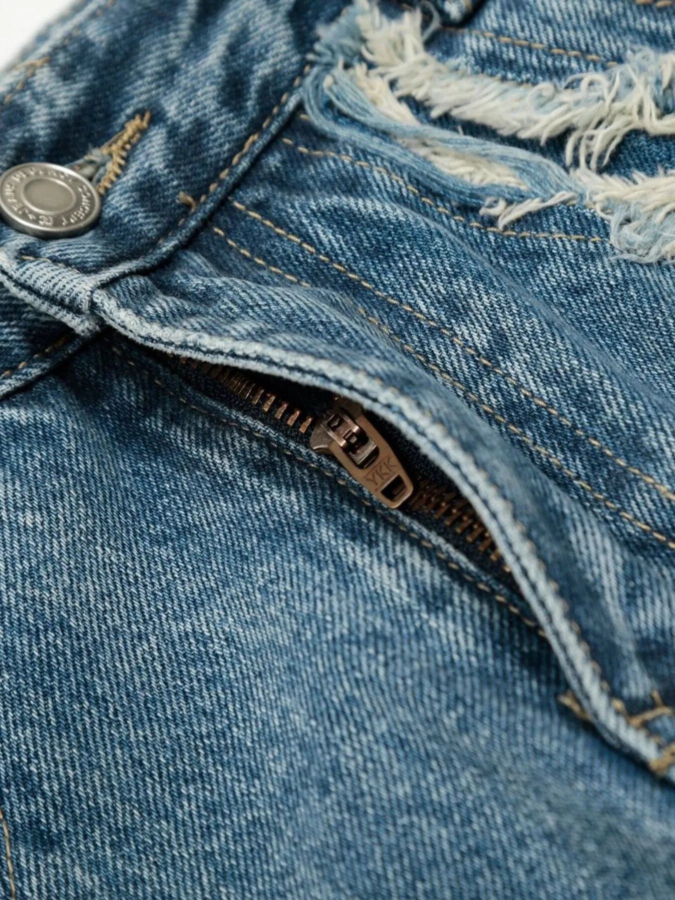 Men's wide-leg vintage wash jeans by Trendsi, featuring a relaxed fit and classic blue denim style.