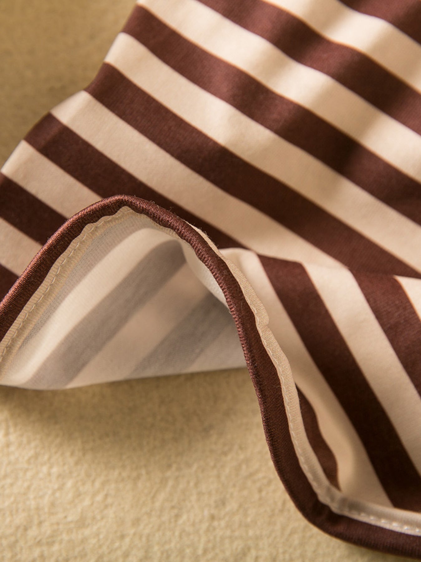 Brown striped heart patch pet top by Trendsi, lightweight fabric with a cute heart patch, perfect for small dogs or cats.
