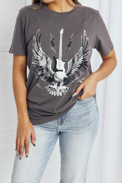 Charcoal mineB full-size eagle graphic T-shirt by Trendsi, featuring a bold eagle design on a casual men's tee shirt.