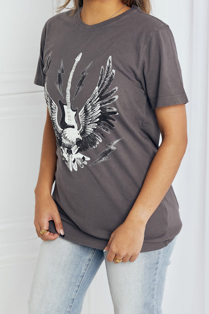 Charcoal mineB full-size eagle graphic T-shirt by Trendsi, featuring a bold eagle design on soft cotton fabric.