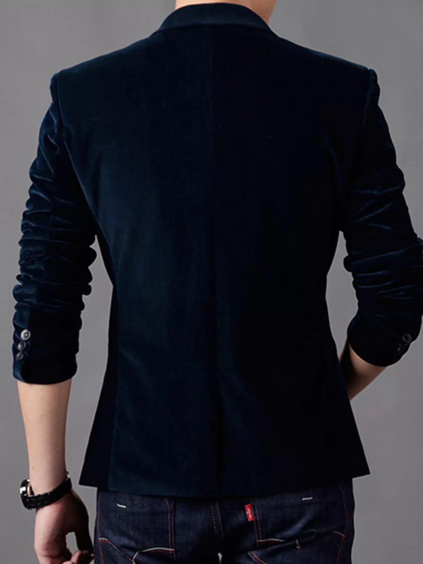 Men's plus size slim fit velvet blazer in coffee color, stylish formal jacket with tailored fit by Trendsi.