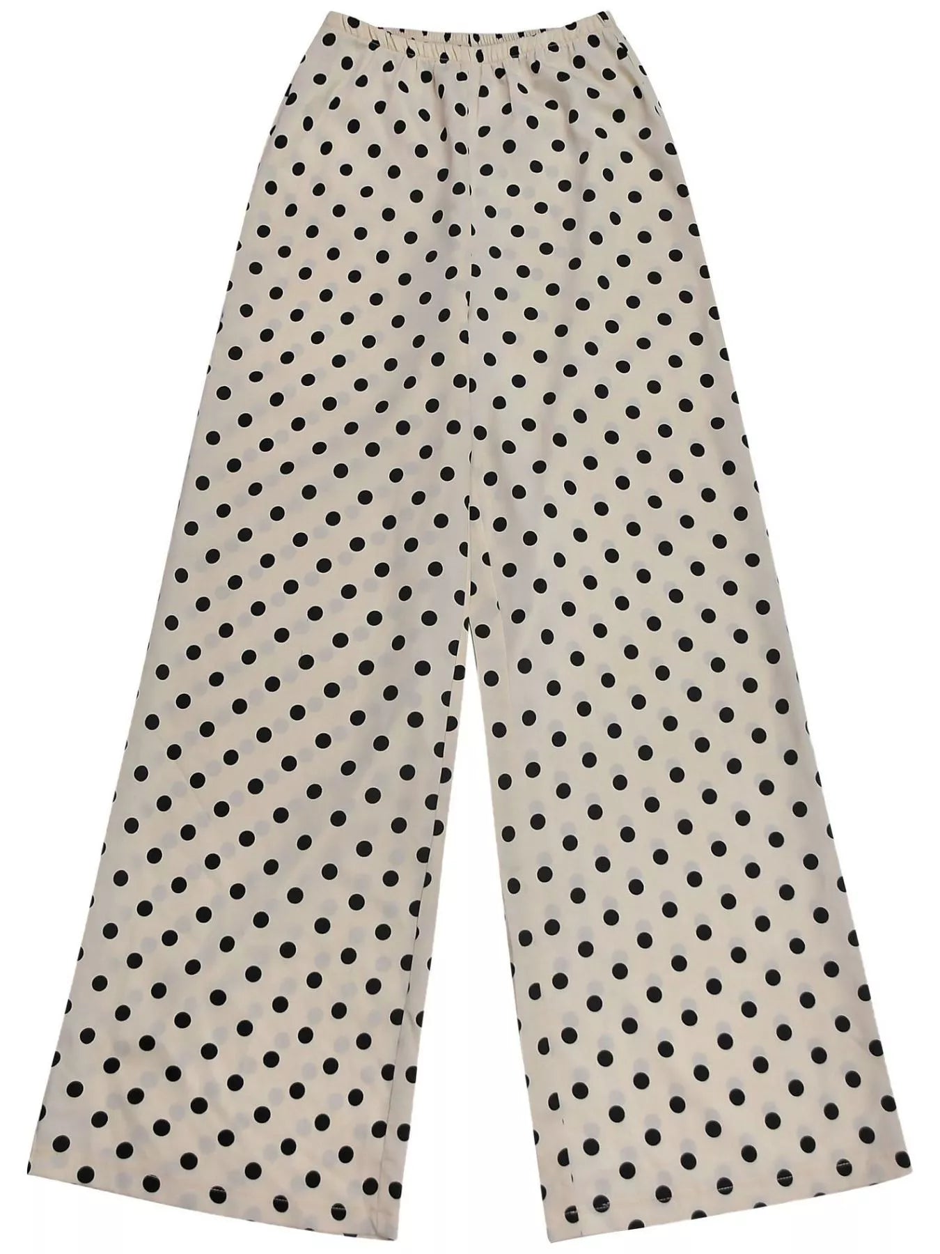 Cream polka dot halter neck cami and fringe trim pants set by Trendsi, featuring a stylish and coordinated summer outfit.