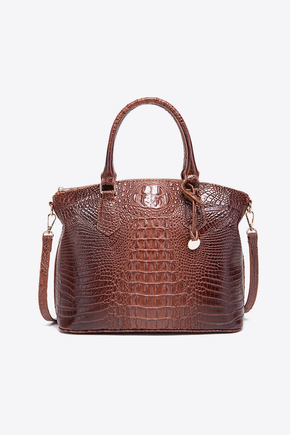 Trendsi PU leather handbag with top handle and silver hardware, stylish accessory for casual or formal outfits.
