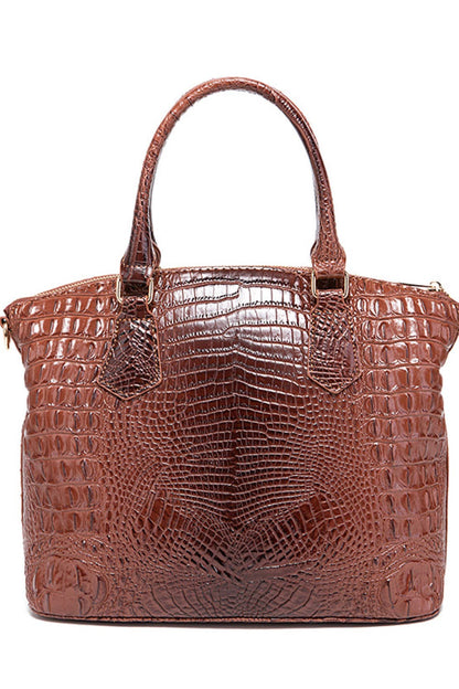 Trendsi PU leather handbag with gold-tone hardware, featuring dual top handles and a sleek, structured design.