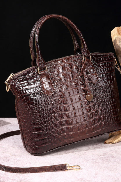 Trendsi PU leather handbag with sleek design, top handle, and gold-tone hardware, perfect for stylish everyday use.