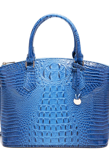Trendsi PU leather handbag with gold-tone hardware, featuring top handles and a sleek, minimalist design.