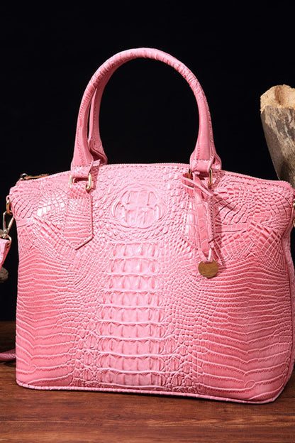 Trendsi PU leather handbag with top handle and gold hardware, stylish and versatile for everyday use.