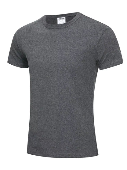 Dark gray men's round neck short sleeve T-shirt by Trendsi, showcasing a comfortable fit and classic style.