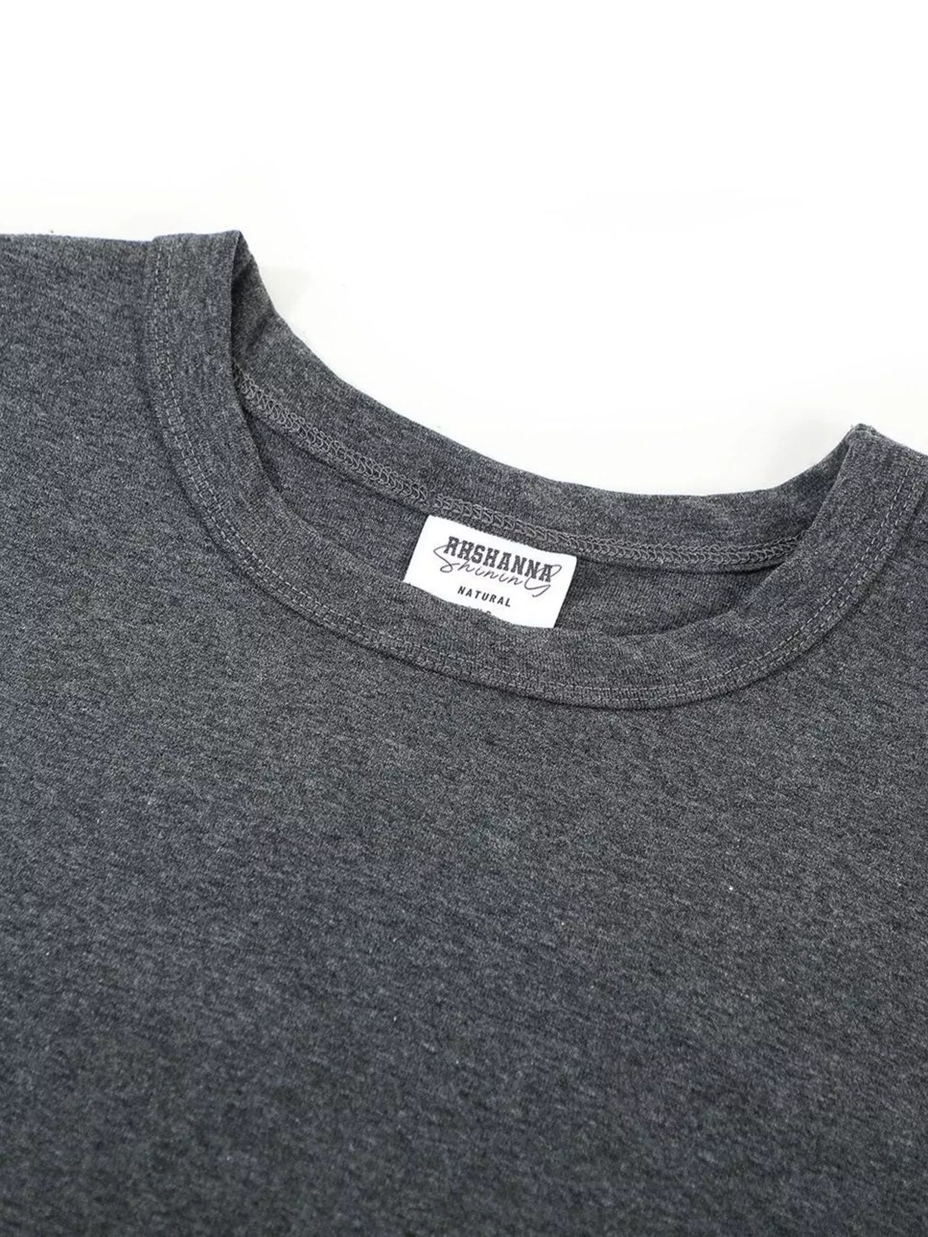 Dark gray men's round neck short sleeve T-shirt by Trendsi, casual fit, soft fabric, displayed flat on a white background.