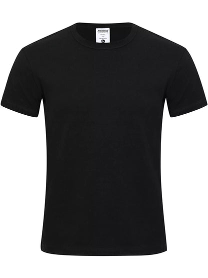 Dark gray men's round neck short sleeve T-shirt by Trendsi, showcasing a comfortable fit and classic design.