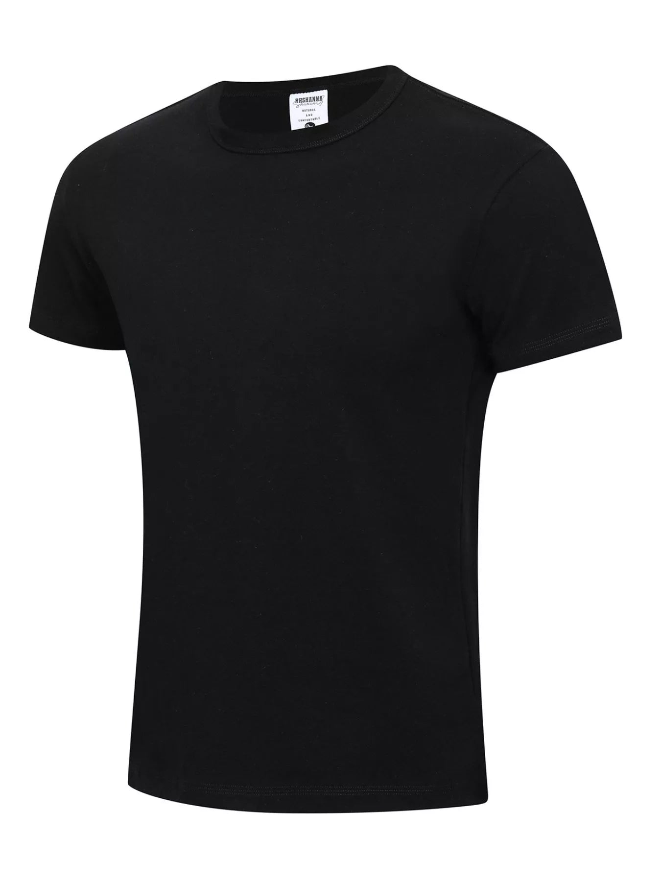 Dark gray men's round neck short sleeve T-shirt by Trendsi, showcasing a comfortable fit and classic design.