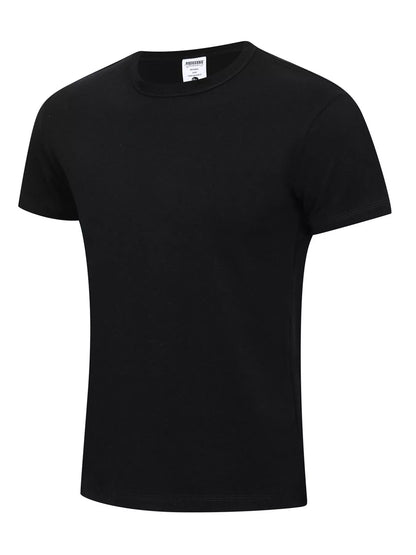 Dark gray men's round neck short sleeve T-shirt by Trendsi, showcasing a comfortable fit and classic design.