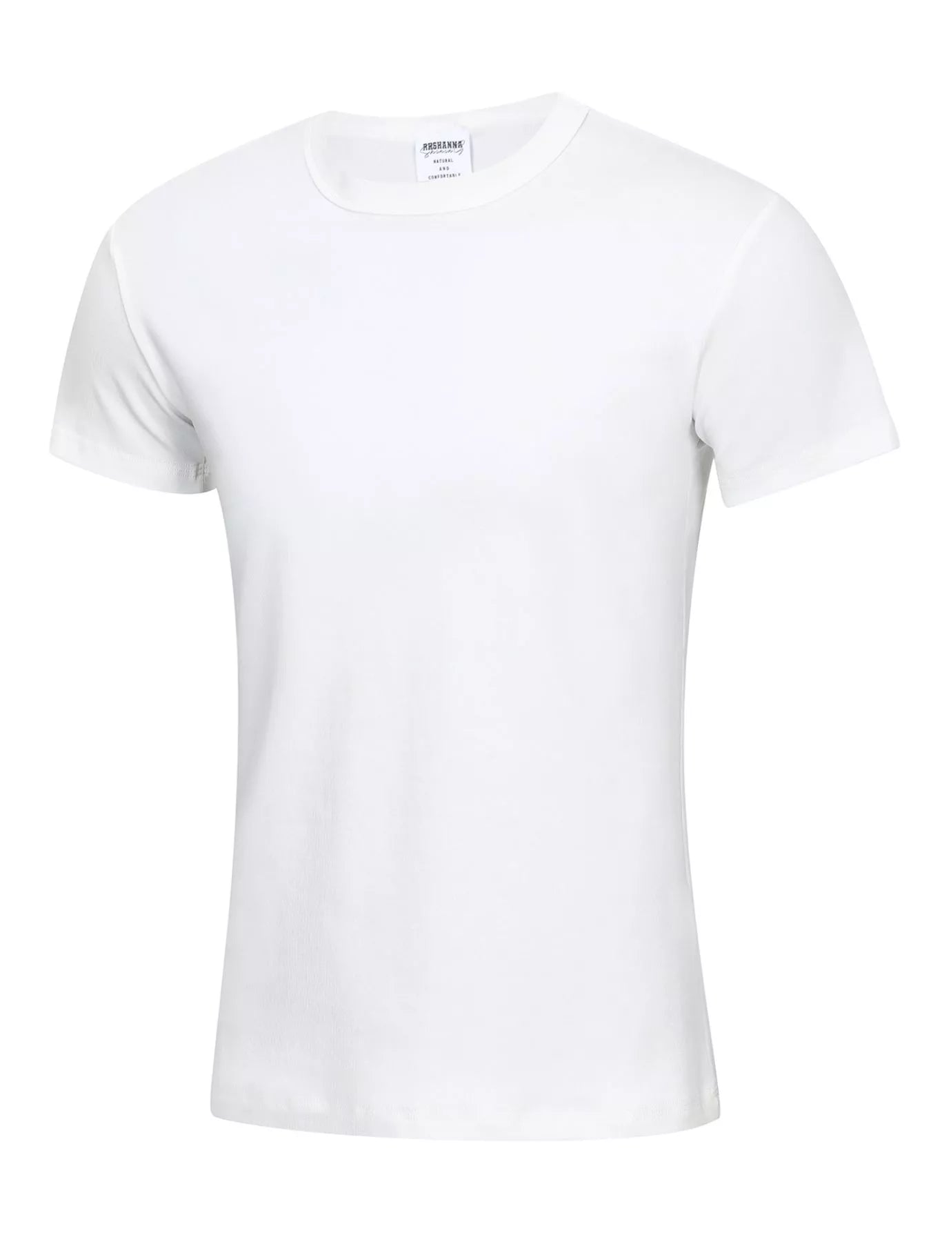 Dark gray men's round neck short sleeve T-shirt by Trendsi, showing the fitted casual T-shirt on a model.