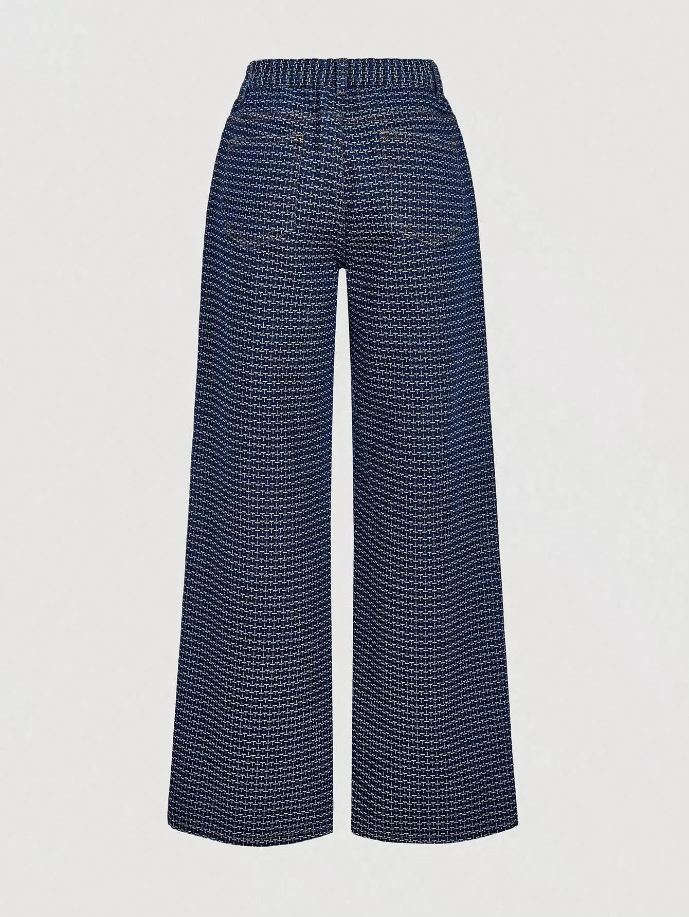 Halter neck denim vest and wide-leg jeans set by Trendsi, styled together in a casual, trendy denim outfit.