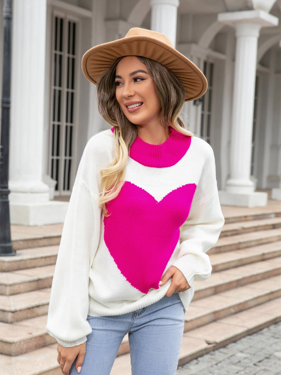 Deep red angel wings and heart graphic sweater by Trendsi, featuring a cozy, stylish knit design for a trendy wardrobe upgrade.