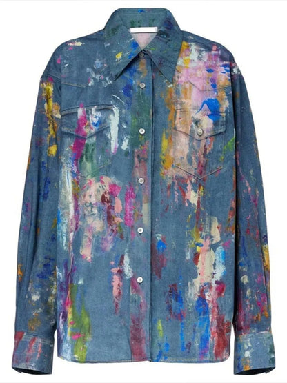 Artistic Painted Long Sleeve Denim Shirt - Redemption By Ashley North