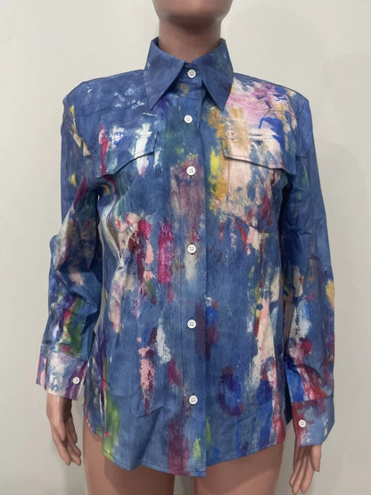 Artistic Painted Long Sleeve Denim Shirt - Redemption By Ashley North