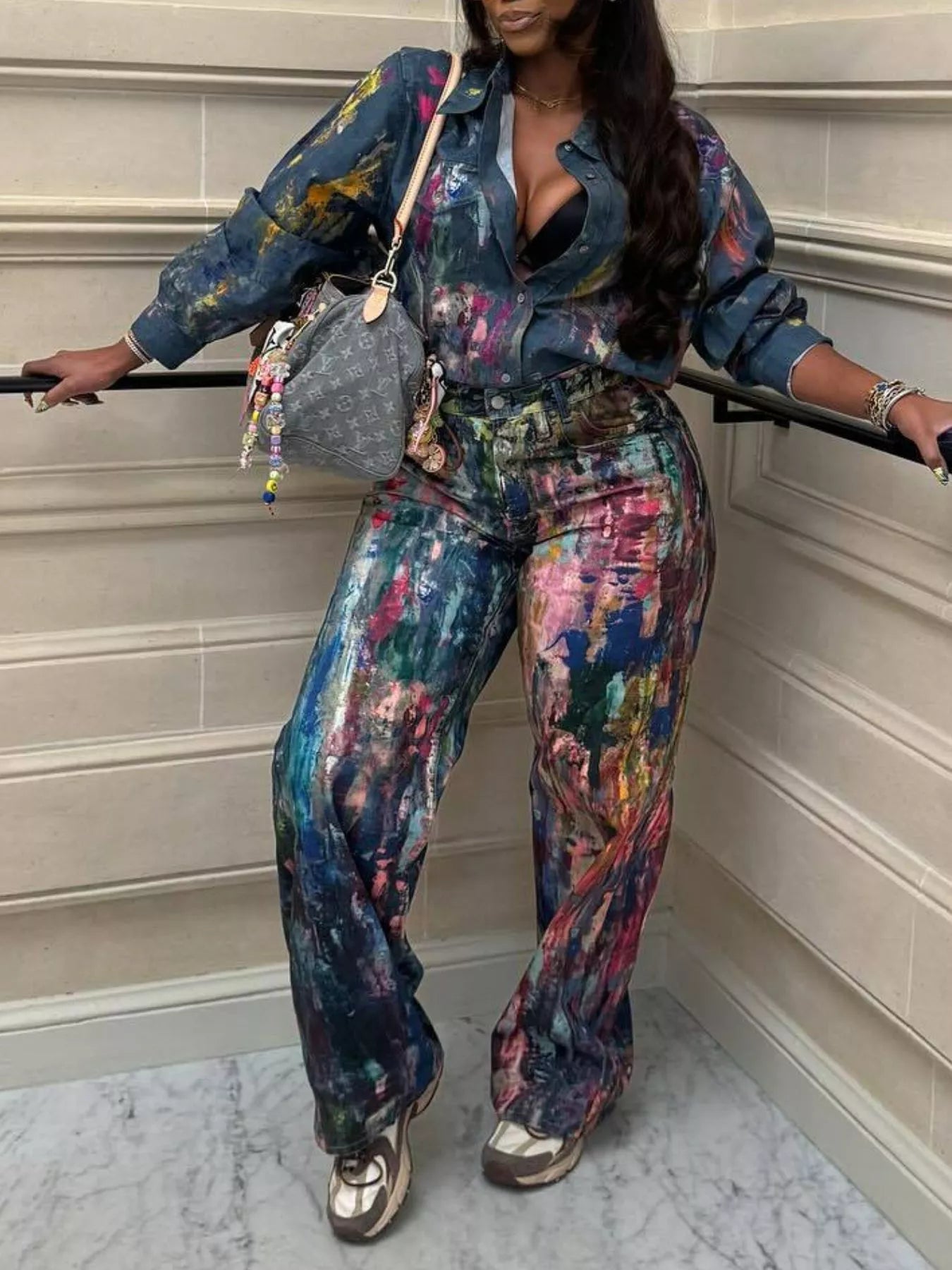 Artistic Painted Long Sleeve Denim Shirt - Redemption By Ashley North