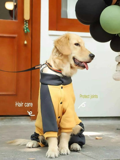 Two-tone gold dog jacket from Trendsi, 3XL size, stylish dog clothing with warm, comfortable design for pets.