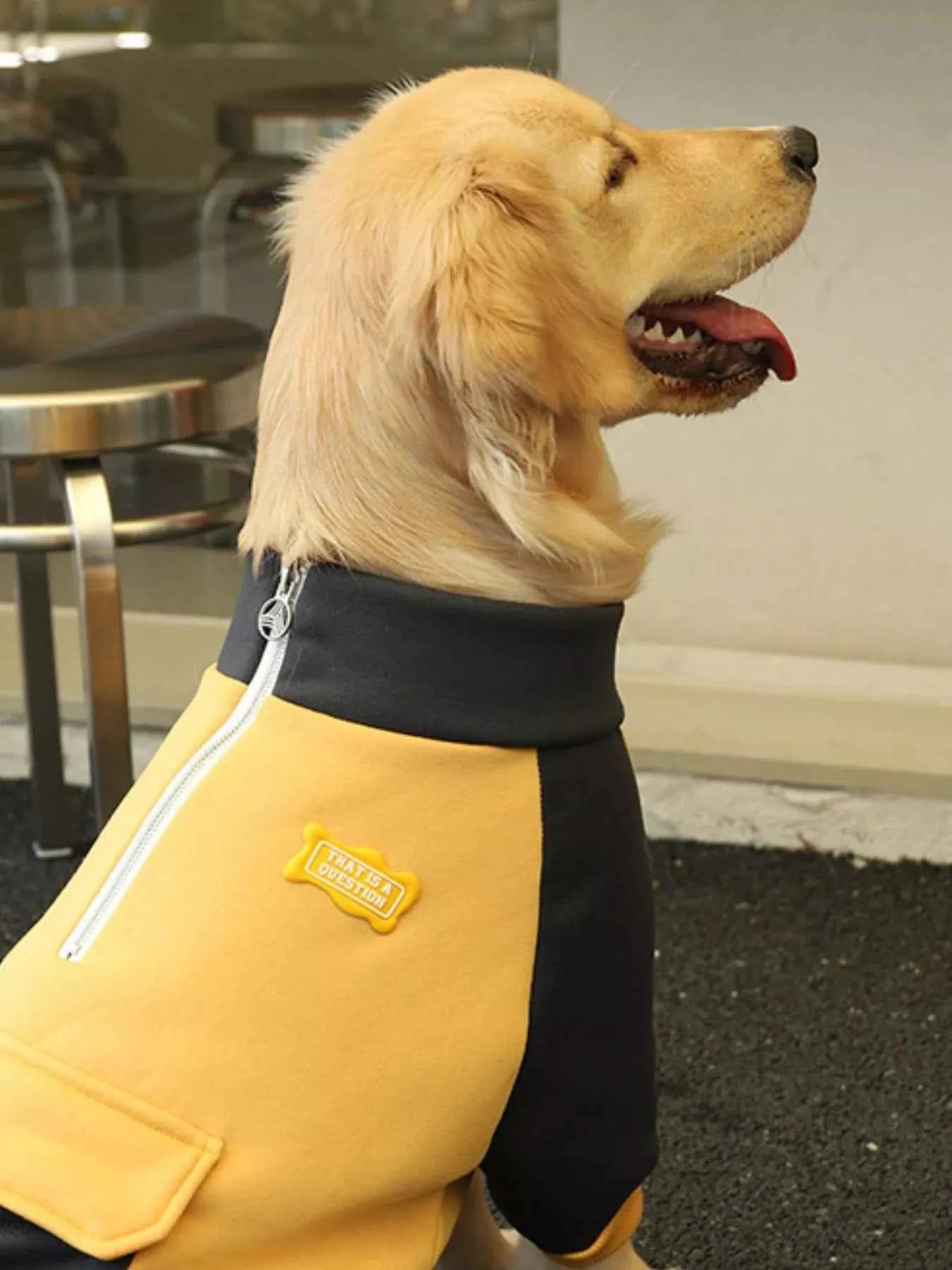 Gold two-tone dog jacket from Trendsi, cozy dog clothing in size 3XL, featuring stylish two-tone design and warm fabric.