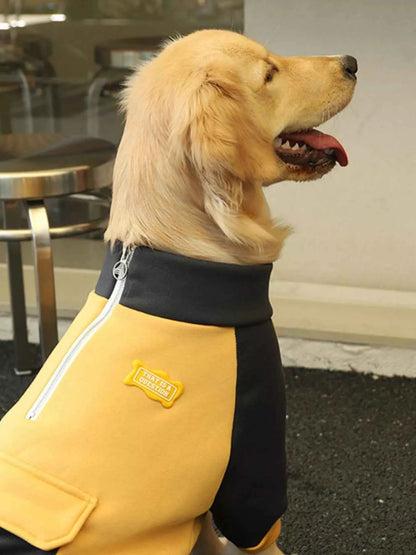 Gold two-tone dog jacket from Trendsi, cozy dog clothing in size 3XL, featuring stylish two-tone design and warm fabric.