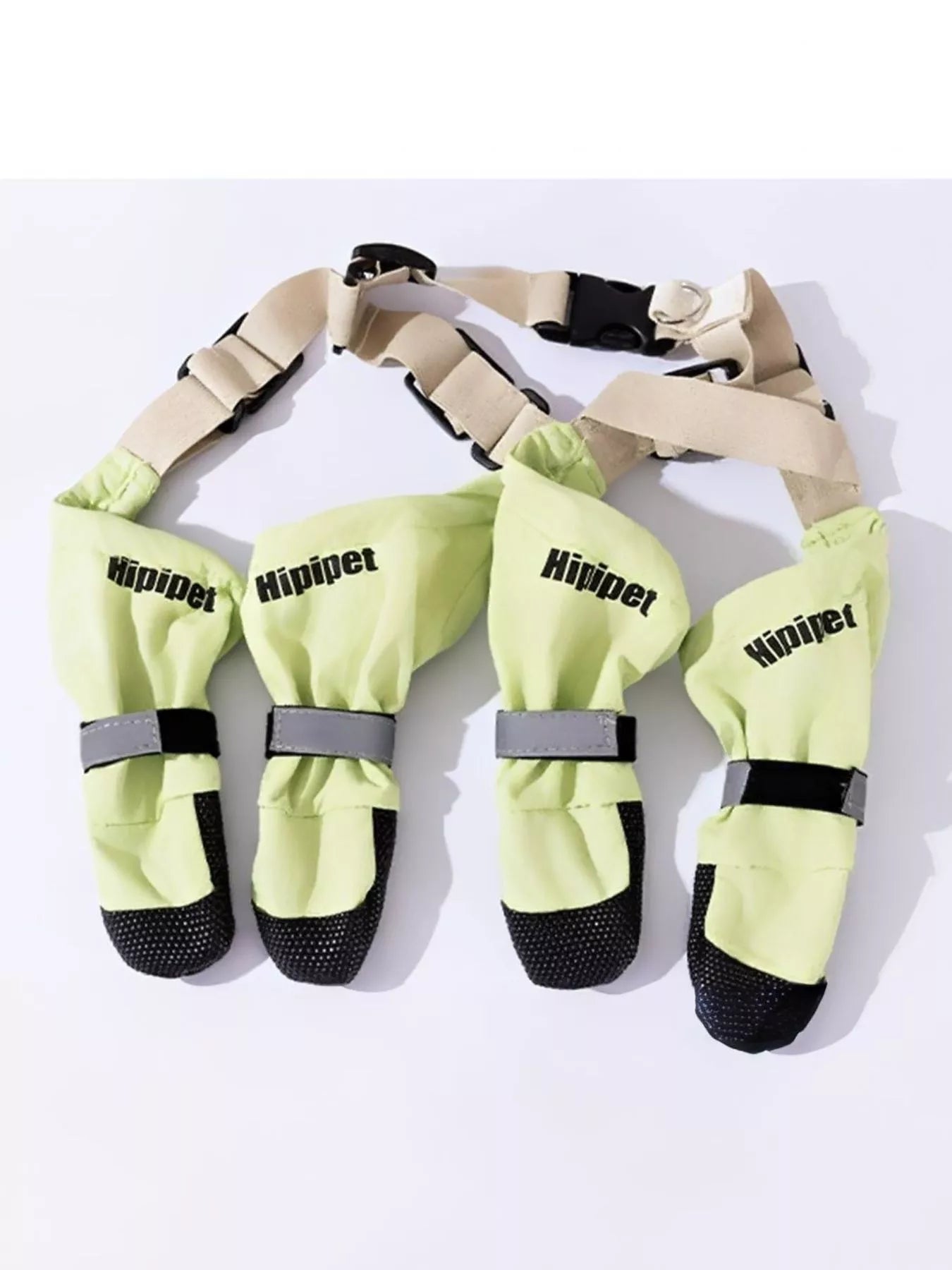 Dog wearing Trendsi protective legging pet shoes, durable dog clothing to protect paws and legs during walks.