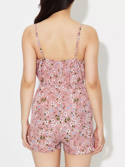 Floral Print Spaghetti Strap Romper - Redemption By Ashley North