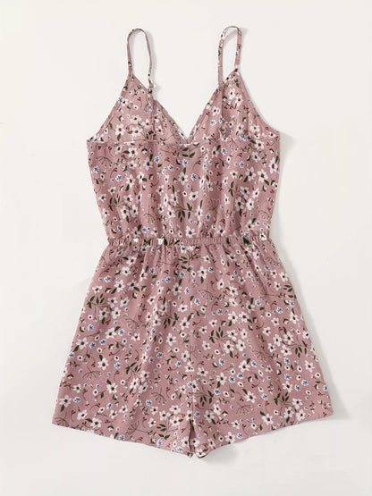 Floral Print Spaghetti Strap Romper - Redemption By Ashley North