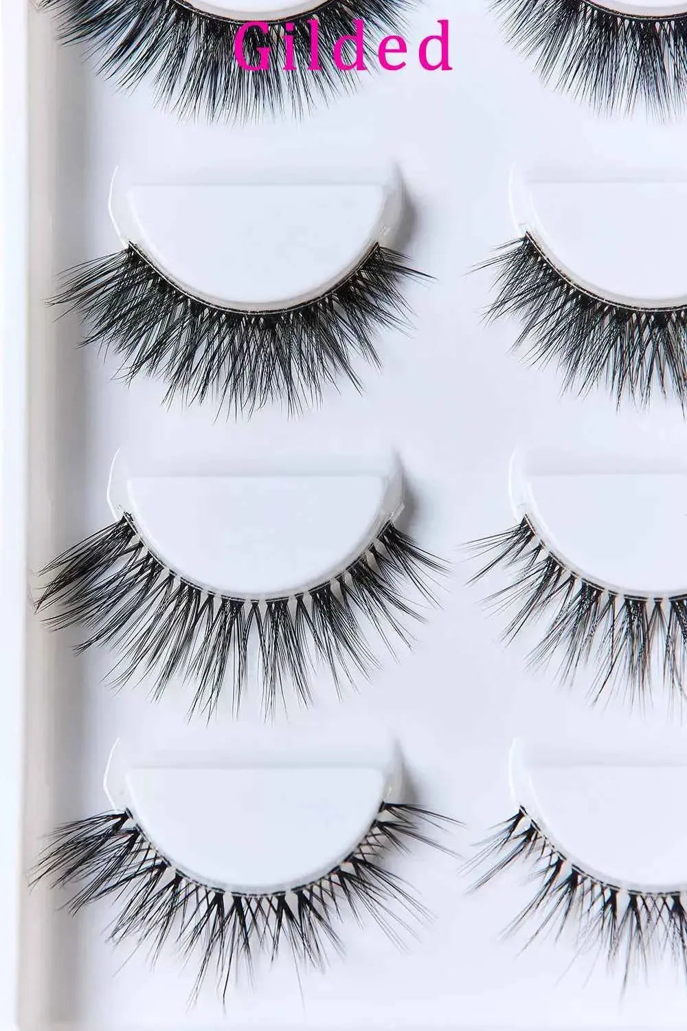 Trendsi faux mink eyelash set with 5 lightweight, reusable pairs, showcasing full, natural-looking eyelash extensions.