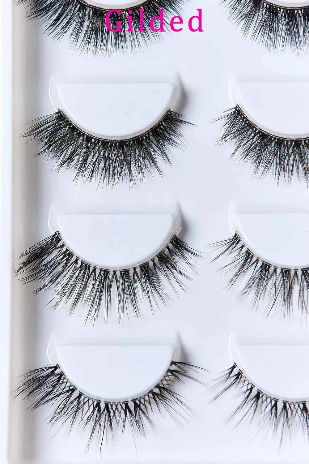 Trendsi faux mink eyelash set with 5 lightweight, reusable pairs, showcasing full, natural-looking eyelash extensions.