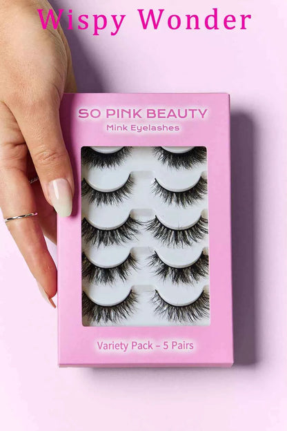 Trendsi luxury mink eyelashes set with 5 wispy, glamorous pairs for transforming your eyes and enhancing your natural beauty.