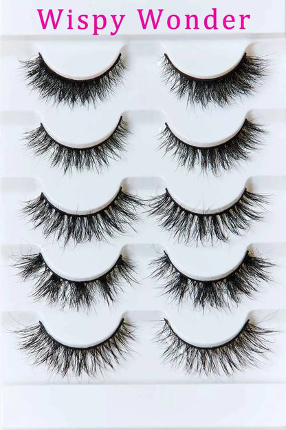Trendsi mink eyelashes set with 5 wispy, glamorous pairs for a luxurious eye transformation, featuring natural-looking eyelash styles.