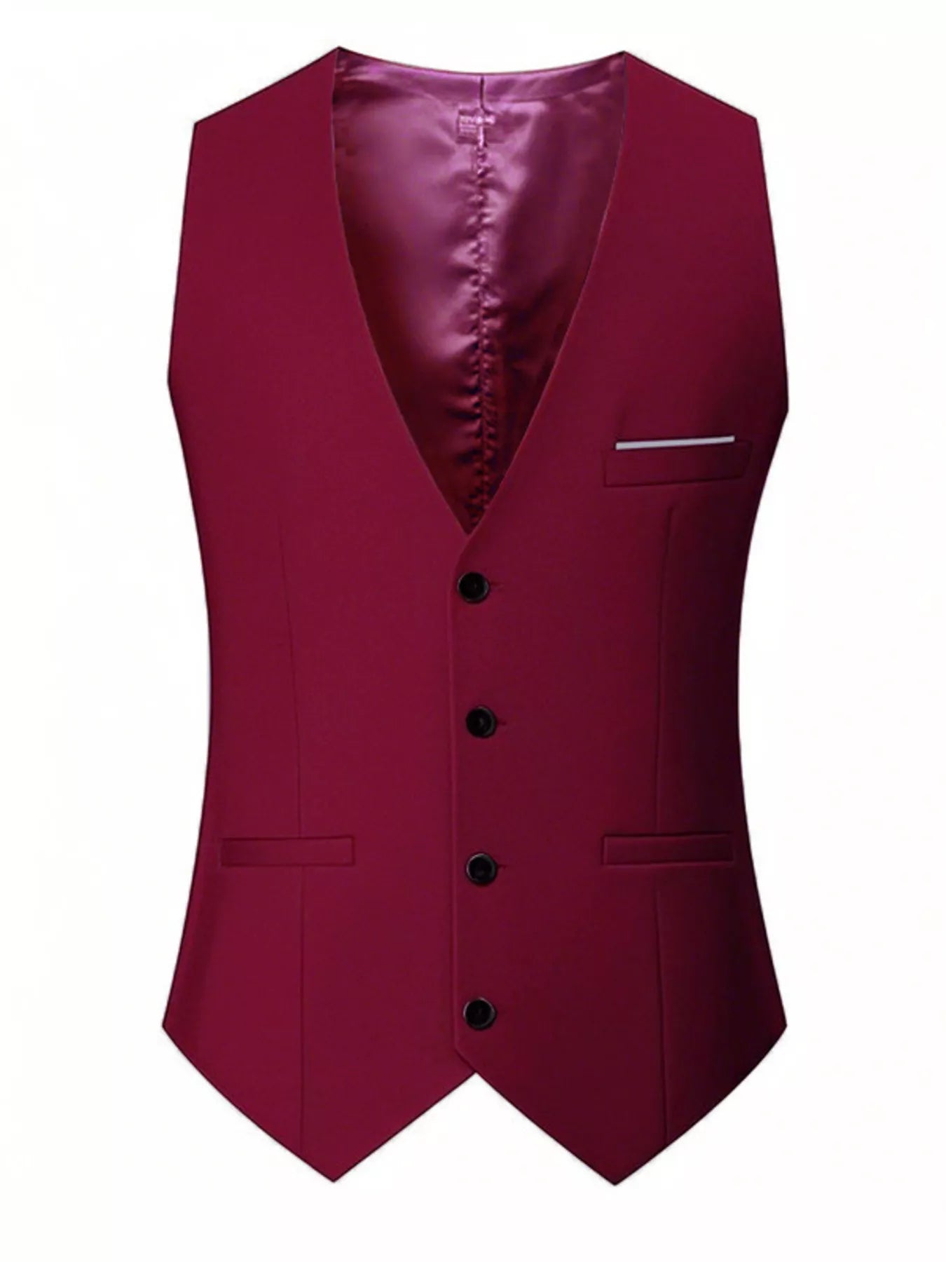 Men's plus size grey classic fit button-up vest by Trendsi, featuring a tailored design and front button closure.