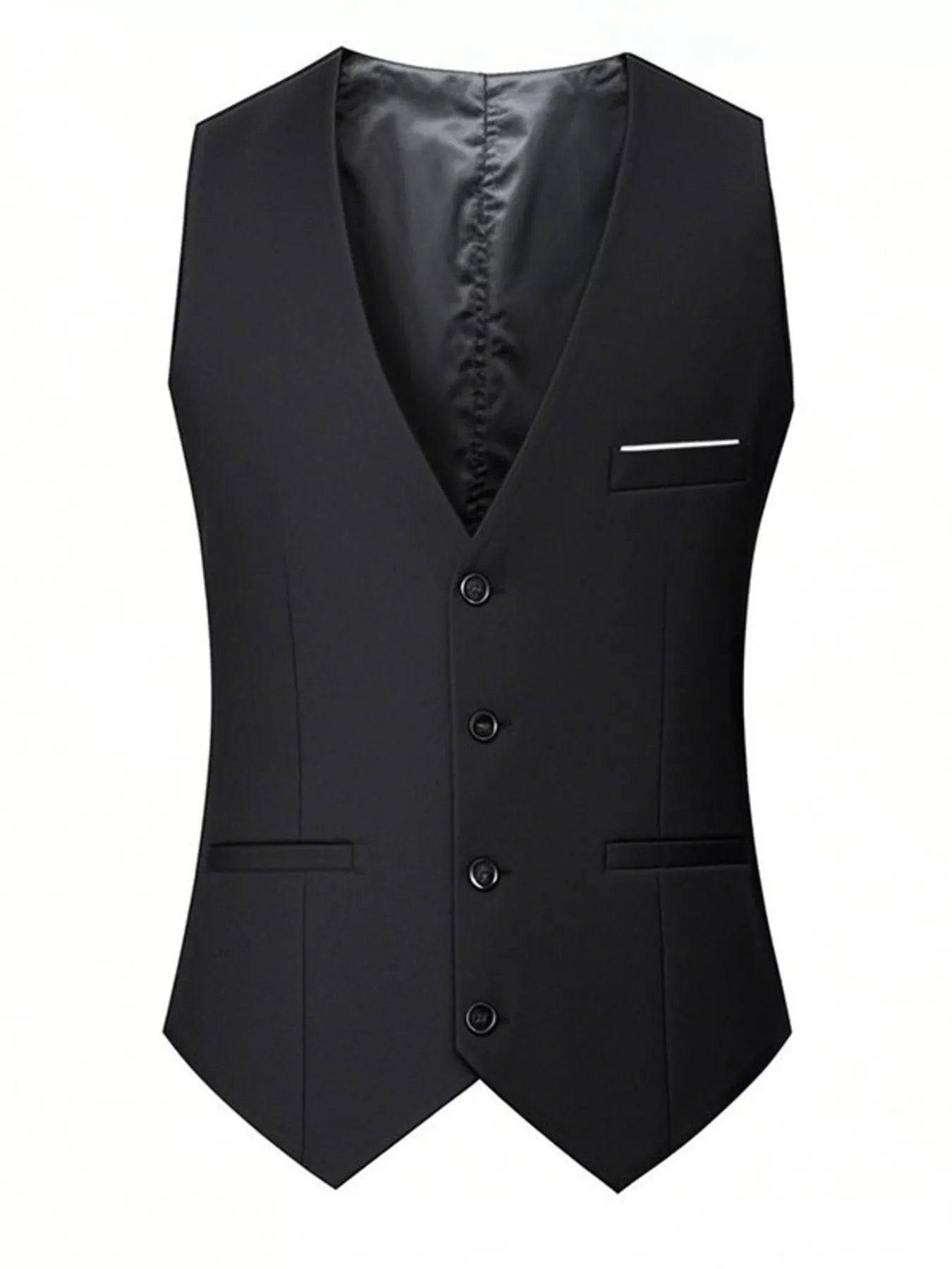 Men's plus size grey classic fit button-up vest by Trendsi, featuring a tailored design and front buttons.