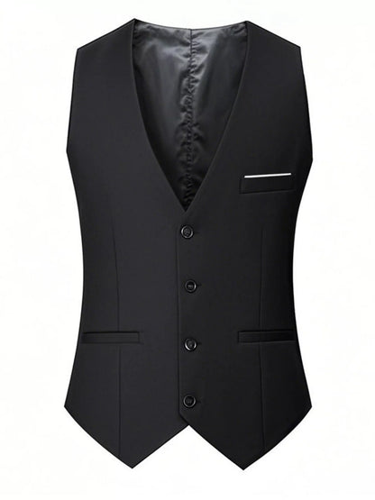 Men's plus size grey classic fit button-up vest by Trendsi, featuring a tailored design and front buttons.