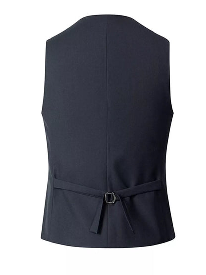 Men's plus size grey classic fit button-up vest by Trendsi, featuring a tailored design and front button closure.