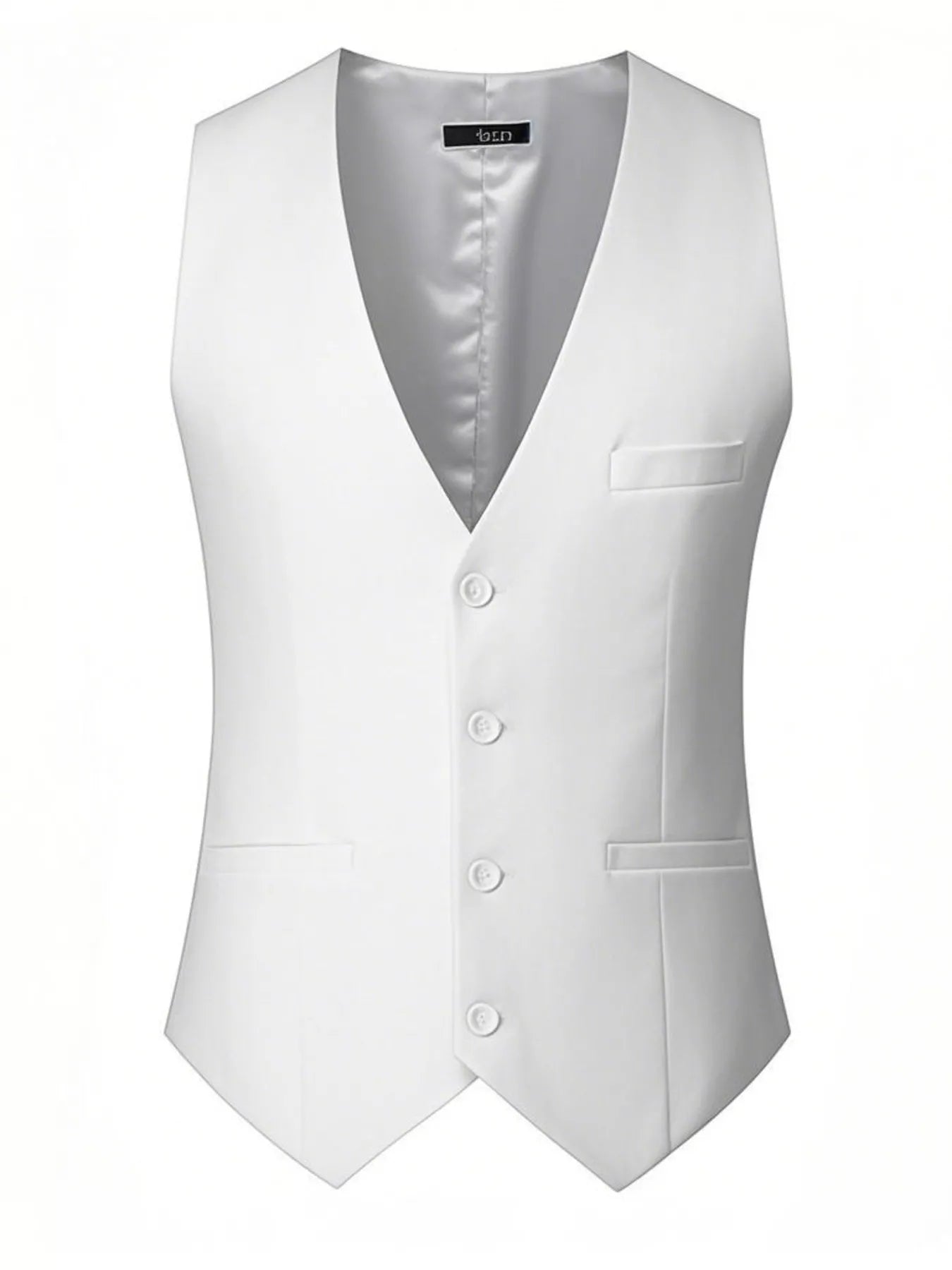Men's plus size grey classic fit button-up vest by Trendsi, featuring a tailored front and stylish collar detail.