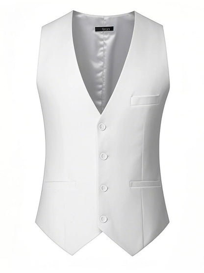 Men's plus size grey classic fit button-up vest by Trendsi, featuring a tailored front and stylish collar detail.