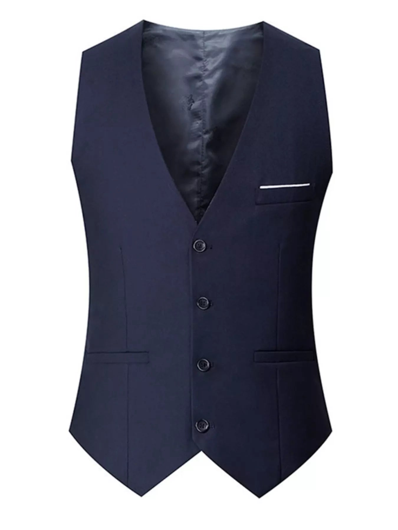 Men's plus size grey classic fit button-up vest by Trendsi, tailored fit with front buttons and a smooth fabric finish.