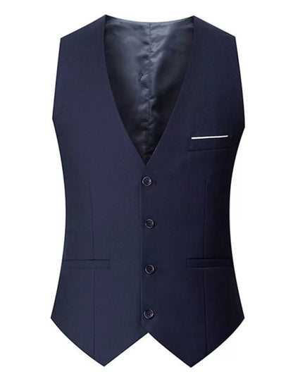 Men's plus size grey classic fit button-up vest by Trendsi, tailored fit with front buttons and a smooth fabric finish.