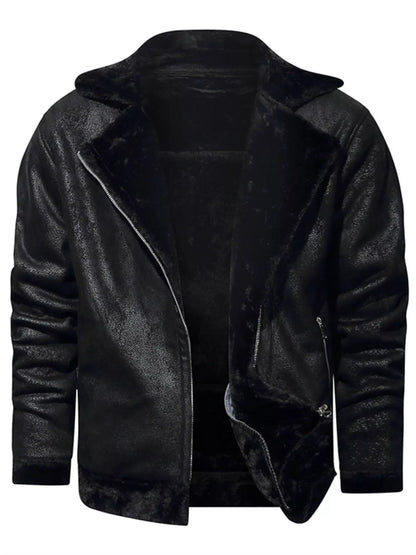 Men's plus size zip-up fuzzy outerwear in grey by Trendsi, featuring a cozy, plush exterior and full front zipper for warmth and comfort.