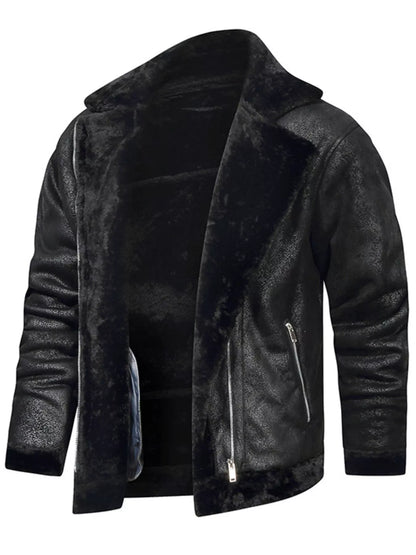 Men's plus size grey zip-up fuzzy outerwear by Trendsi, featuring a cozy, plush exterior and full front zipper for warmth and style.