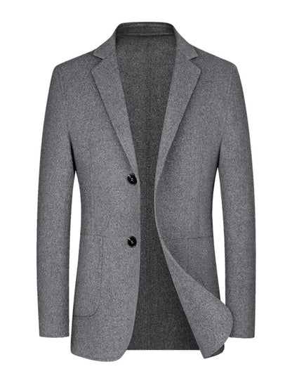 Men's plus size grey classic fit button-up blazer by Trendsi, tailored for a stylish and comfortable look.