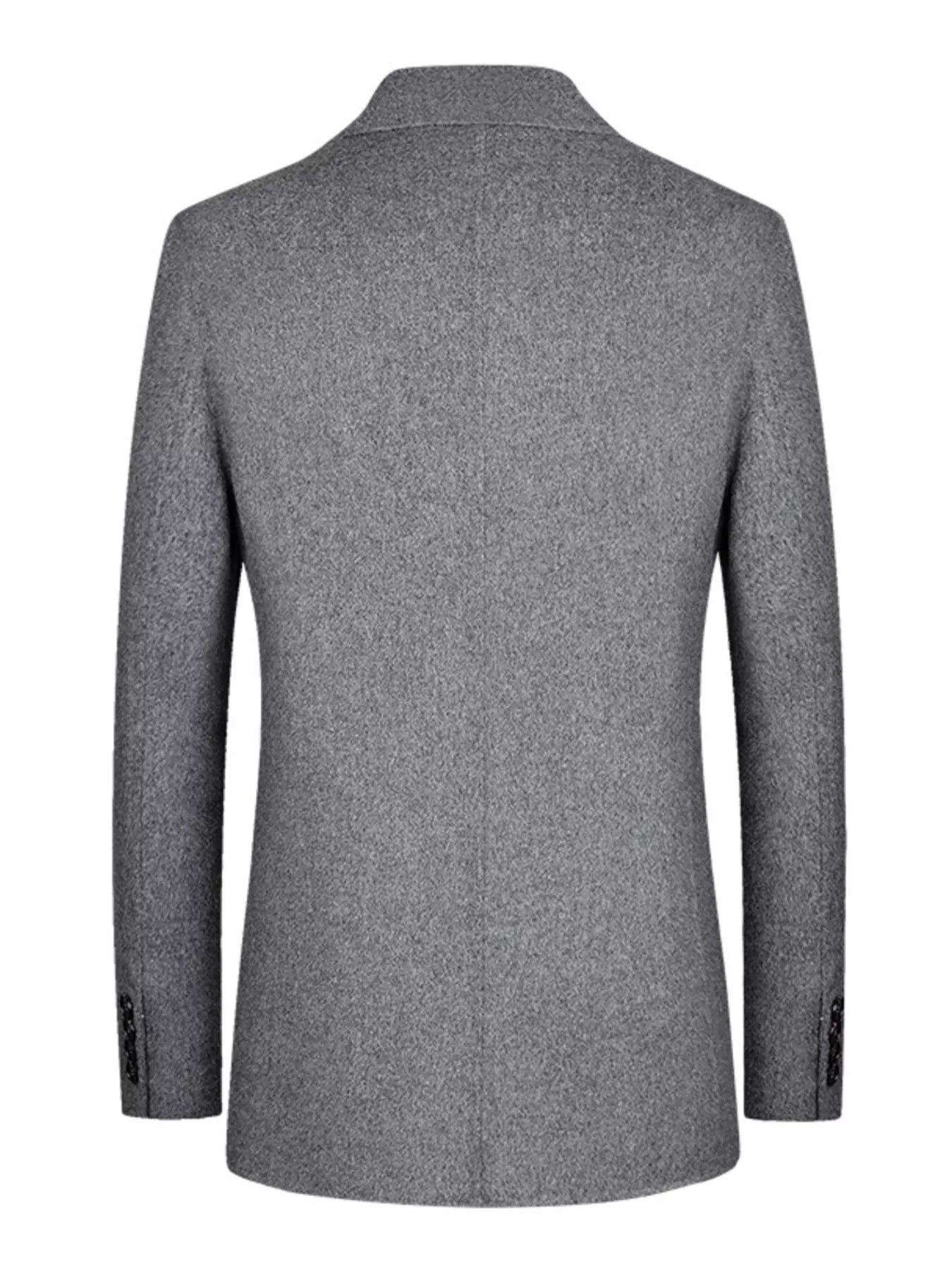 Men's plus size grey classic fit button-up blazer by Trendsi, tailored with a structured collar and front buttons for a polished look.