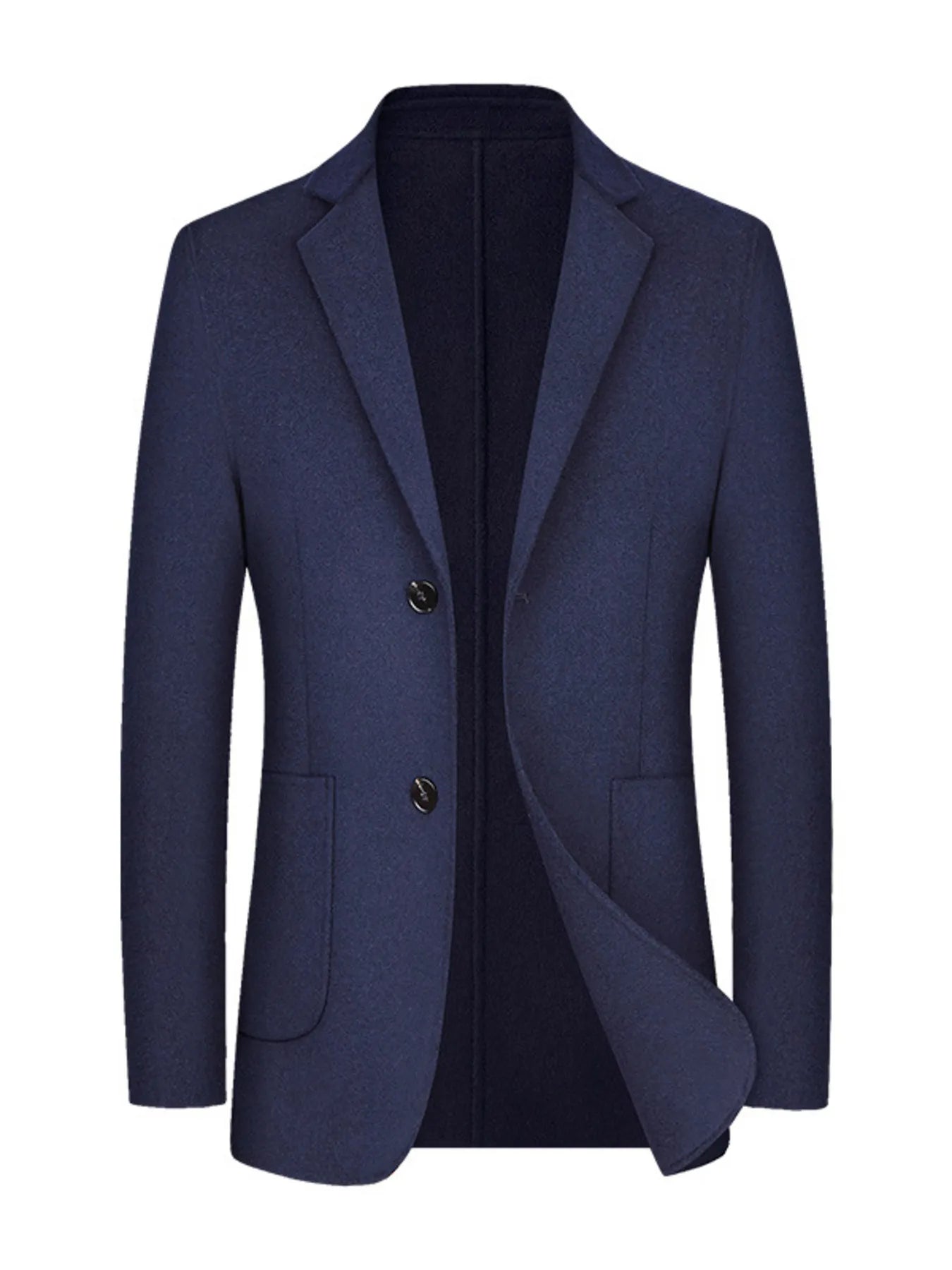 Men's plus size grey classic fit button-up blazer by Trendsi, tailored for a polished, versatile look.
