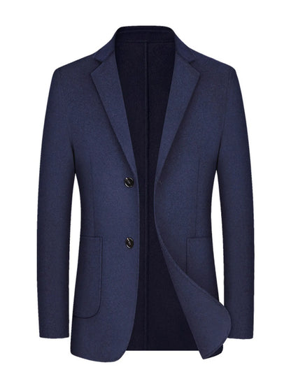 Men's plus size grey classic fit button-up blazer by Trendsi, tailored for a polished, versatile look.