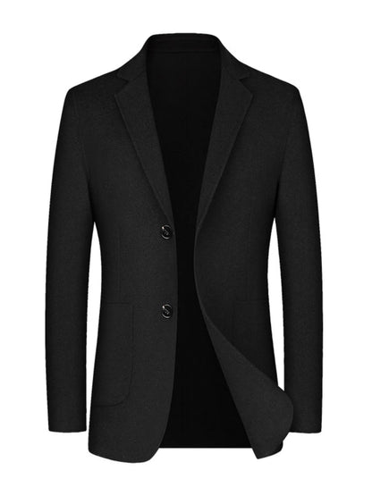 Plus size men's grey classic fit button-up blazer by Trendsi, tailored for a stylish, comfortable look.